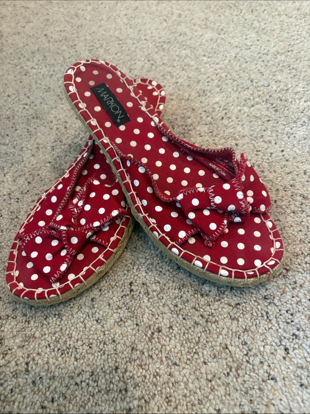 Marion Red Polka Dot Bow Espadrille Mule